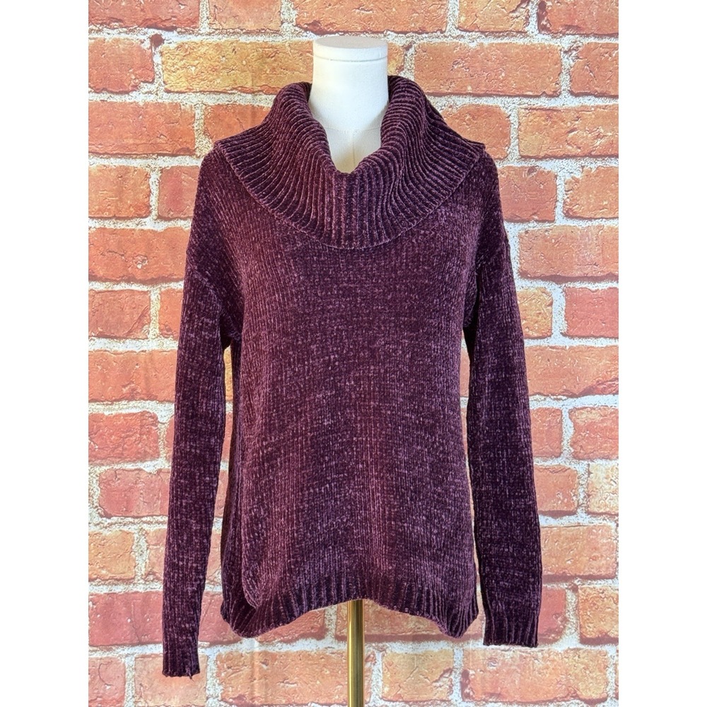 Michael Kors Burgundy Chenille Knit Cowl Neck Pullover Sweater Size XS Soft Cozy